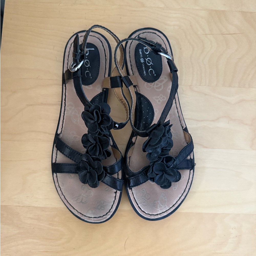 b.o.c. Black Sandals - Strappy with Flower Design